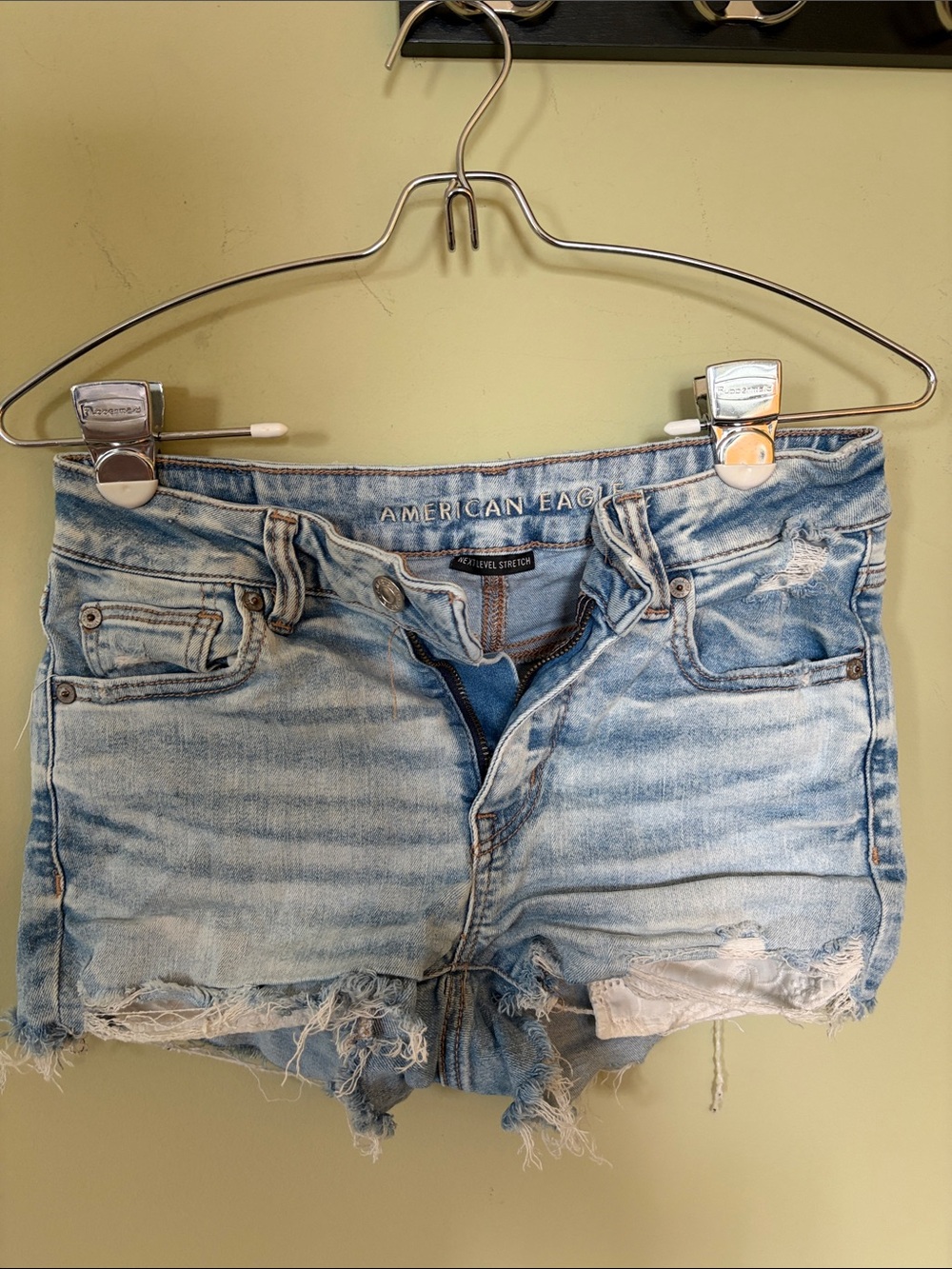 American Eagle Outfitters Light Blue Distressed Denim Cutoff Shorts